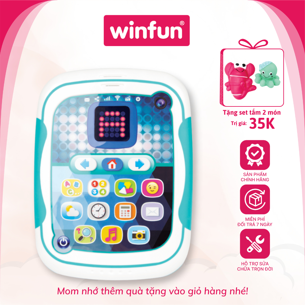 Ipad đồ chơi cho bé, hỗ trợ học tập số, chữ cái và nhiều kiến thức thú vị cho bé Winfun WF002272 hàng chính hãng
