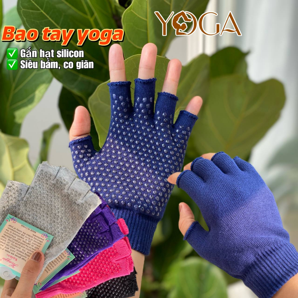 Bao tay tập yoga gắn hạt silicon, siêu bám, chống trượt rất tốt