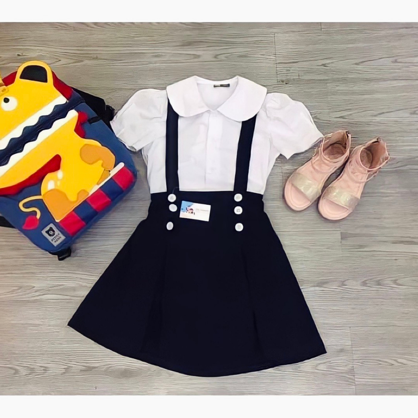 Bộ Áo Váy Đồng Phục Học Sinh Bé Gái Cao Cấp.