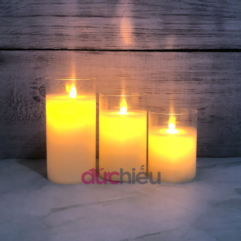 Ly cốc nến điện tử dùng pin trang trí bàn tiệc, tiệc cưới, noel, giáng sinh, tết [ Tặng pin AAA ]