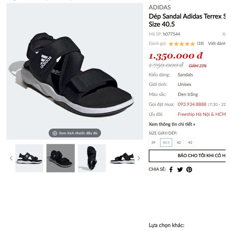 Dép Adidas Sandal Terrex Sumra sẵn size 7 8 9