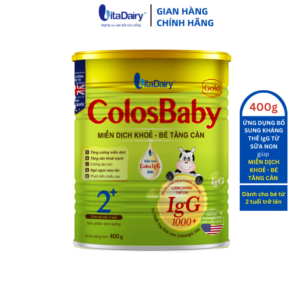 Sữa bột COLOSBABY GOLD 2+ 400G hỗ trợ tăng cân, tăng cường miễn dịch khỏe cho bé - VitaDairy