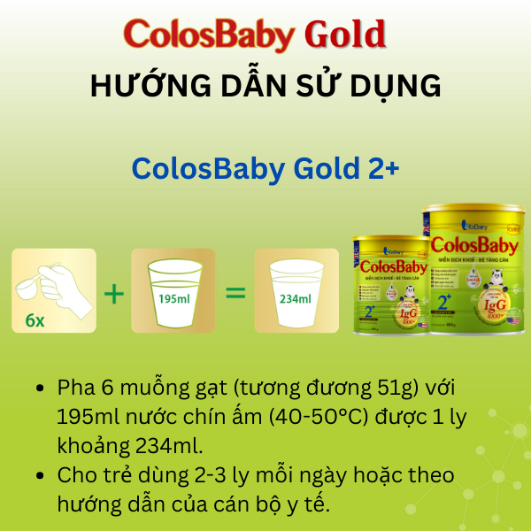 Sữa bột COLOSBABY GOLD 2+ 400G hỗ trợ tăng cân, tăng cường miễn dịch khỏe cho bé - VitaDairy