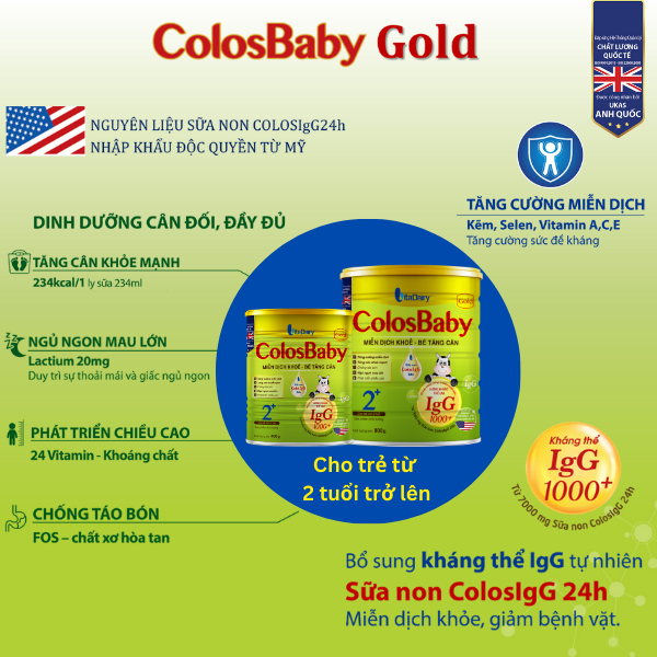 Sữa bột COLOSBABY GOLD 2+ 400G hỗ trợ tăng cân, tăng cường miễn dịch khỏe cho bé - VitaDairy