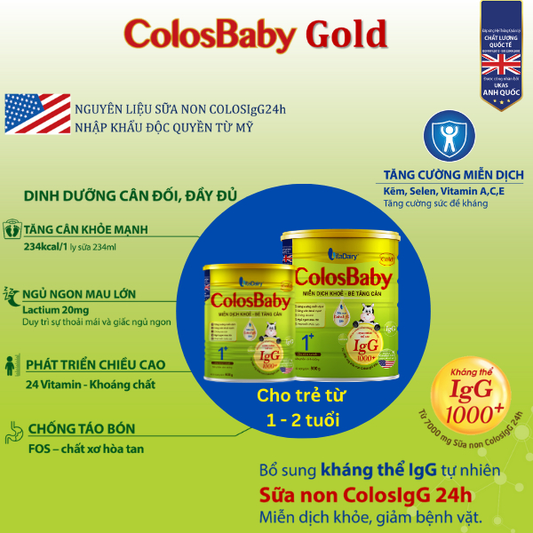 [TẶNG THÚ BÔNG CHÂN DÀI] COLOSBABY GOLD 1+ 800G hỗ trợ tăng cân, miễn dịch khỏe - VitaDairy