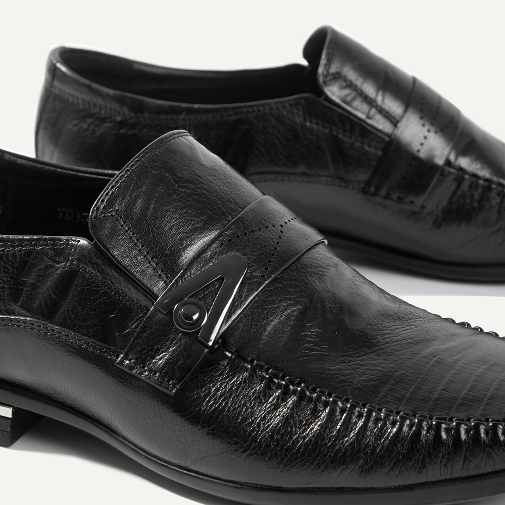 Giày tây nam MULGATI Plain da nhăn đai ngang đính khuy - YD136-V900