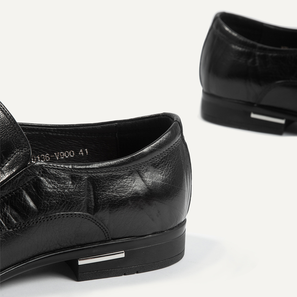 Giày tây nam MULGATI Plain da nhăn đai ngang đính khuy - YD136-V900