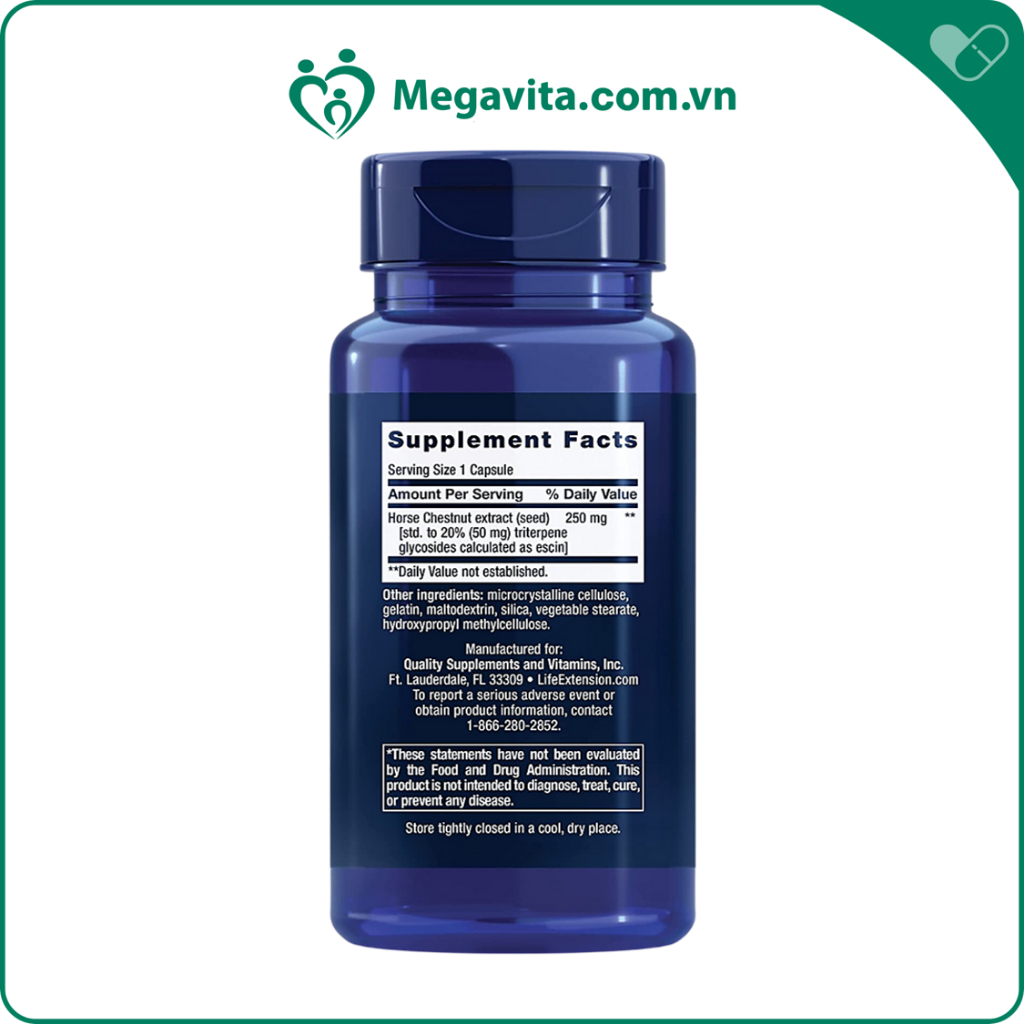 Viên Uống Hỗ Trợ Suy Giãn Tĩnh Mạch Life Extension Venotone Standardized Horse Chestnut 60 viên