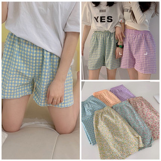 Quần đùi nữ kẻ caro, quần short nữ ống rộng chất liệu đũi thô siêu mát