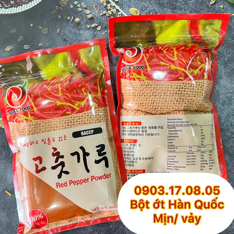 [Bột ớt Hàn Quốc 500gr (vảy/mịn)