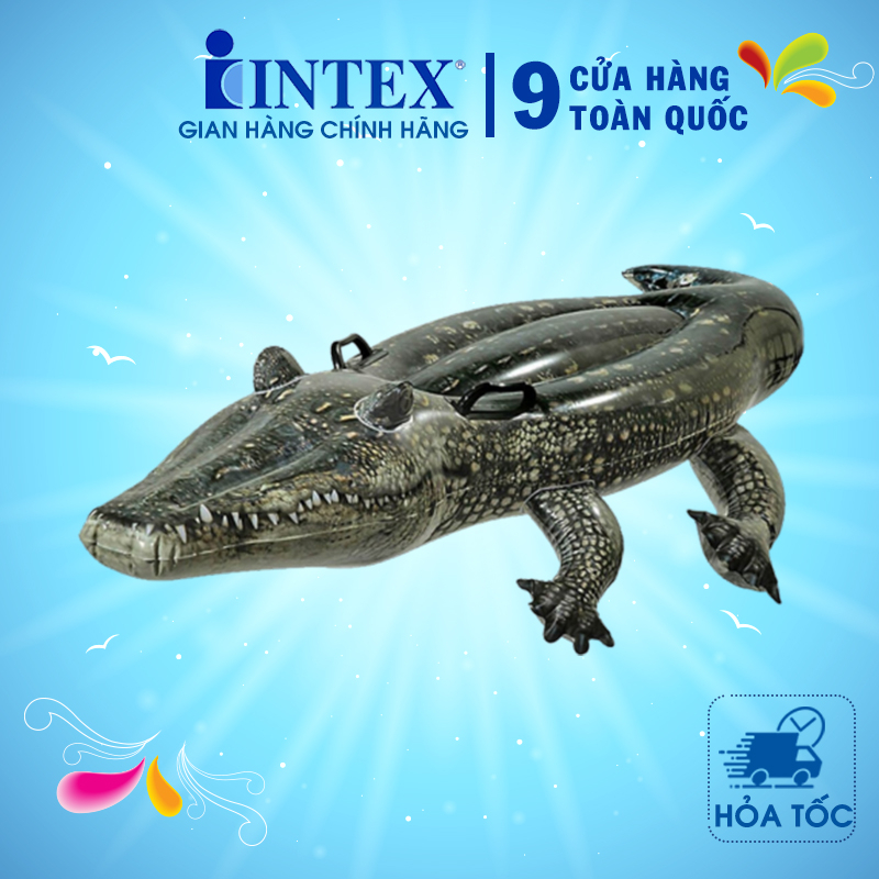 Phao bơi cá sấu to có 2 tay cầm IN TEX 57551, phao bơi chính hãng kích thước lớn