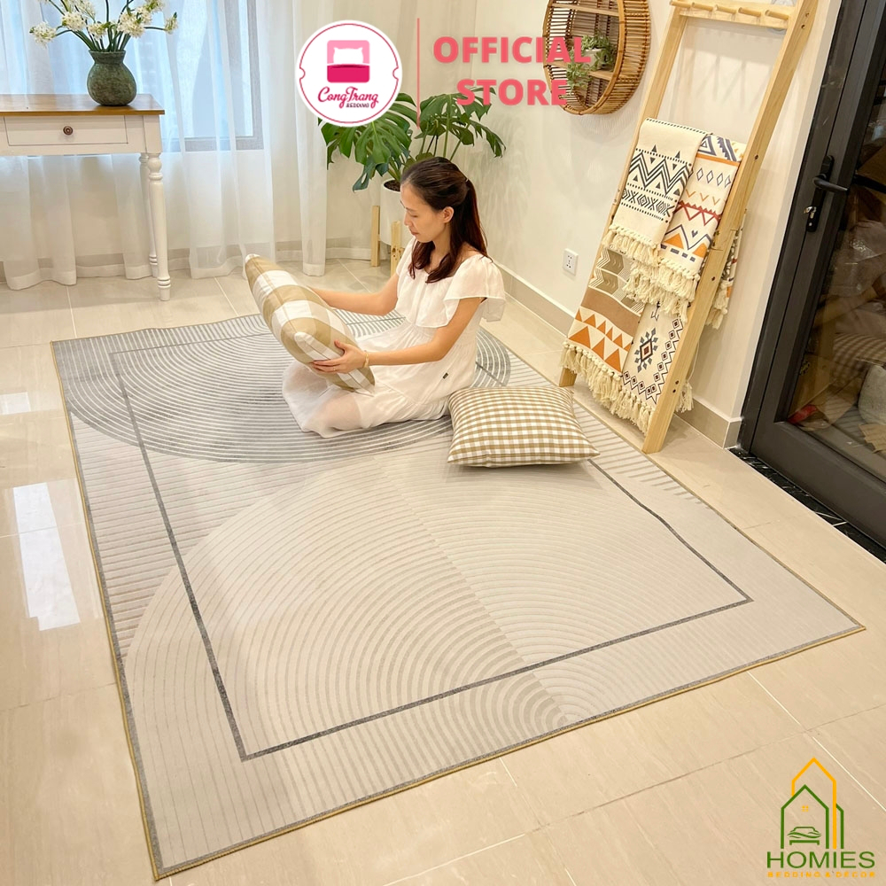 Thảm Nỉ Bali Trải Sàn Phòng Khách Hoạ Tiết Hiện Đại BA 06 - Đế Cao Su Chống Trơn Trượt