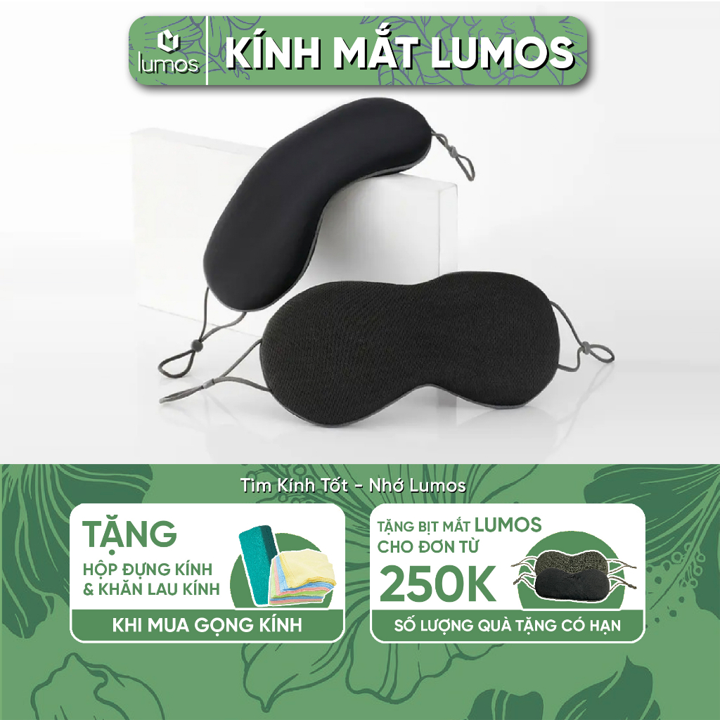 Bịt mắt ngủ, mặt nạ mắt ngủ hai mặt nóng lạnh LUMOS chất vải mềm mịn có quai đeo điều chỉnh thông minh EM01