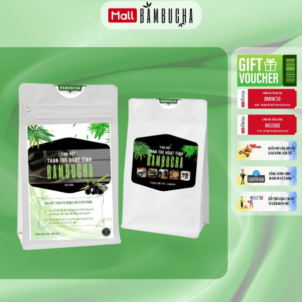 Bột Than Tre Hoạt Tính Bambucha Oganic 100% Chuyên Dùng Pha Chế Đồ Uống Than Tre Hàng Chính Hãng Bambucha