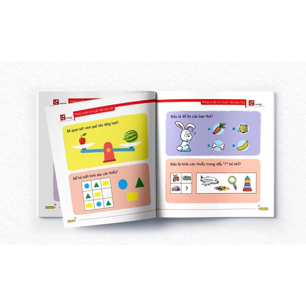 Sách Phát Triển Trí Tuệ(145 câu đố)- Dành cho bé 2-4 tuổi, 4-5 tuổi, 5-6 tuổi