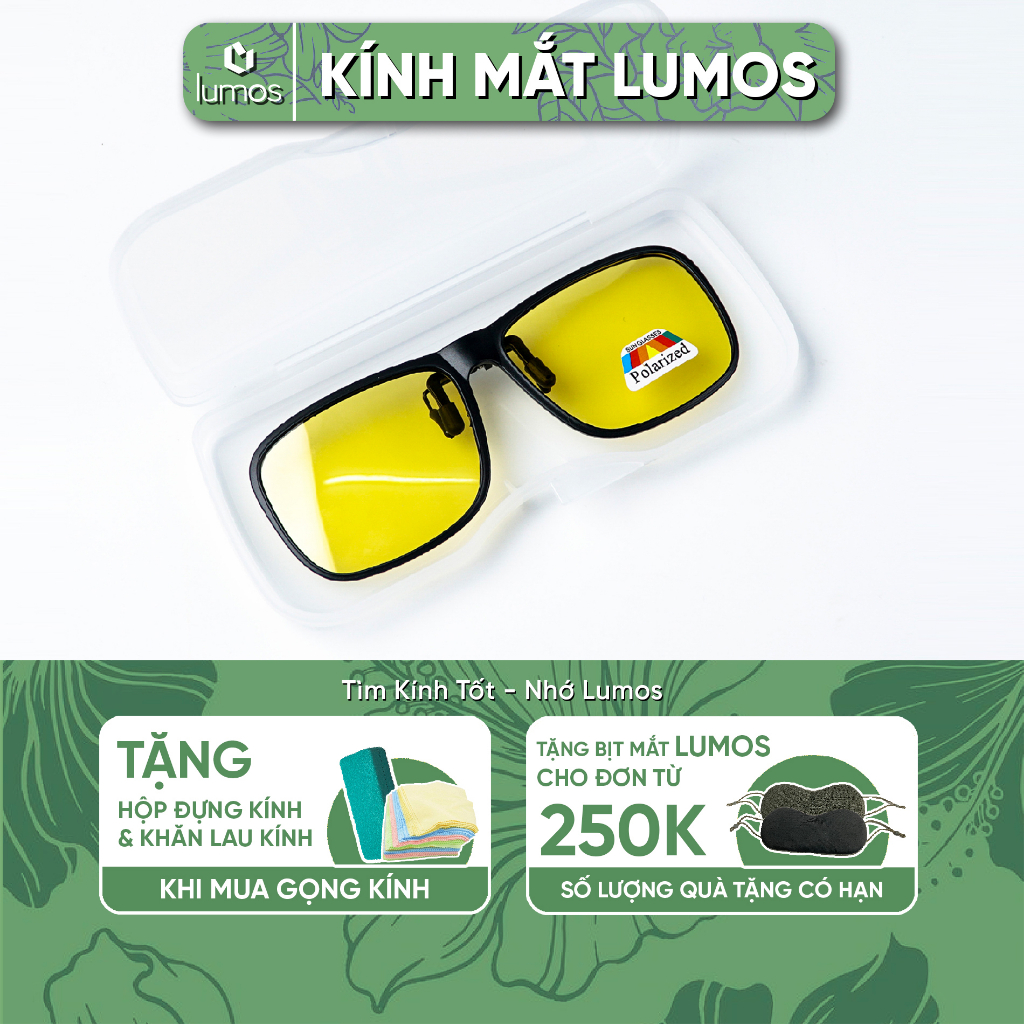 Tròng kính râm cận di động dạng kẹp dáng chữ nhật chống tia UV chống loá tháo lắp dễ dàng Lumos PK-10