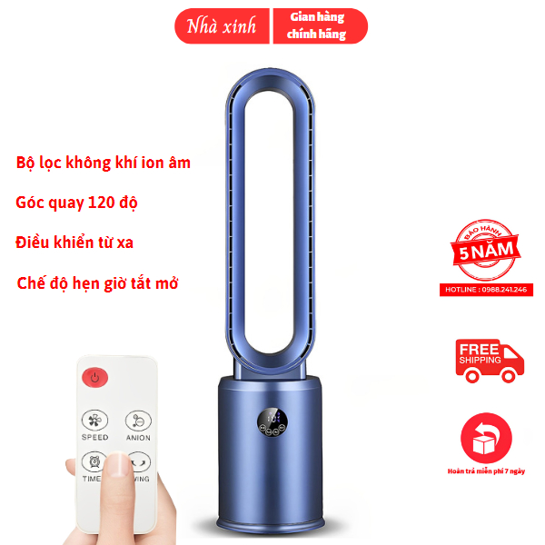 Quạt không cánh lọc không khí 9 cấp độ gió, tạo ion âm, lõi lọc HEPA H15 Bảo hành chính hãng 5 năm