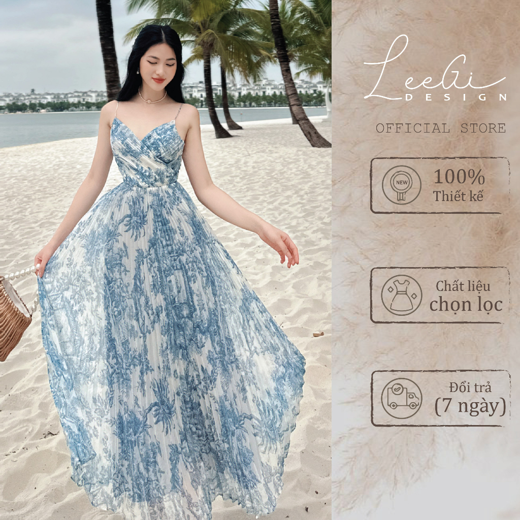 Đầm voan cổ tim dập ly LeeGi Design phong cách bánh bèo tiểu thư Min5925 Min5920
