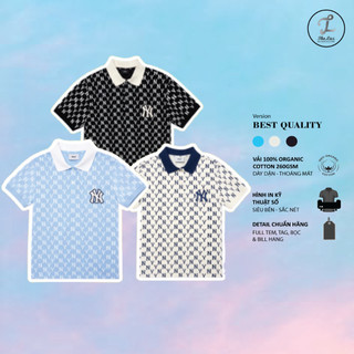 Áo Polo NY MLB unisex nam nữ in hình Monogram Mega-Logo cá tính