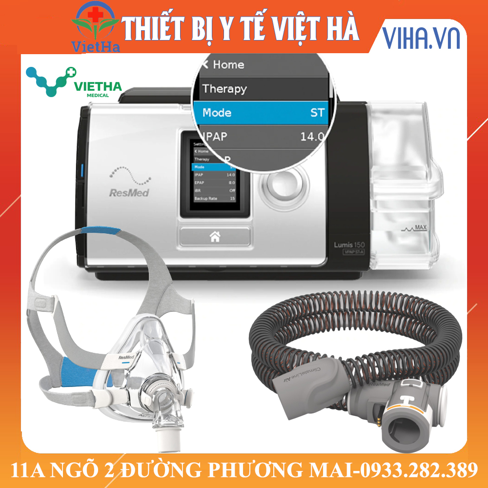 RESMED LUMIS 150 VPAP - MÁY TRỢ THỞ 2 CHIỀU BIPAP CAO CẤP - MÁY THỞ KHÔNG XÂM LẤN CHO CÁC BỆNH VỀ HÔ HẤP, PHỔI TẮC NGHẼN