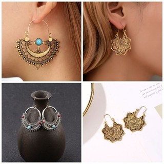 Bông tai phong cách boho họa tiết thổ cẩm