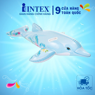 Phao bơi cá heo có tay cầm mẫu mới màu xanh 58535