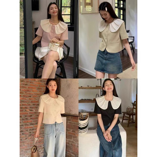 Áo cúc bọc phối cổ bèo tơ 4 màu 23'September Clothes