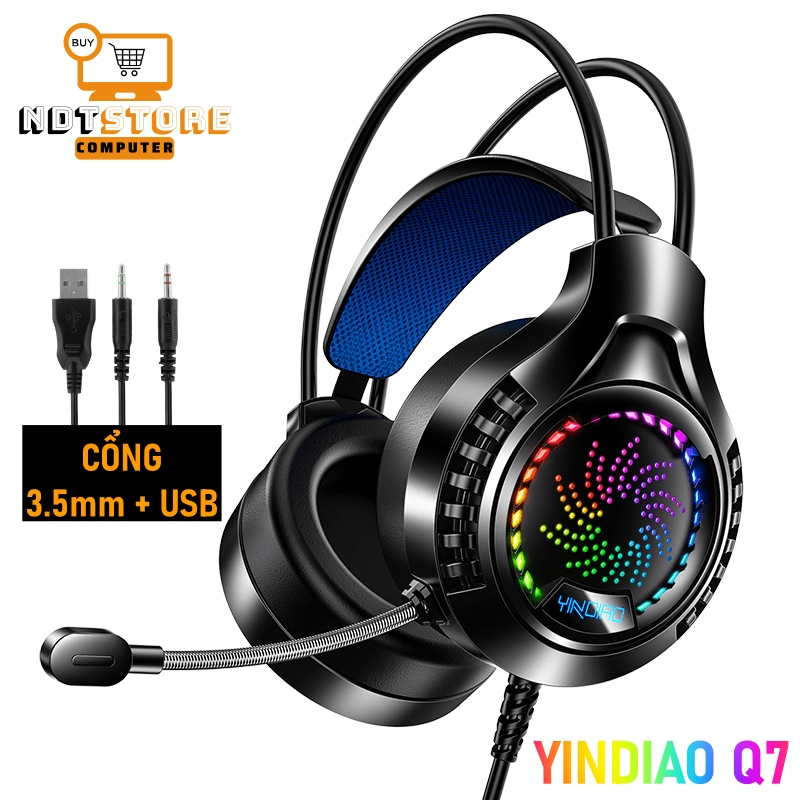 Tai nghe YINDIAO Q7 chuyên game có đèn led 7 màu có mic dành cho game thủ cho game thủ CỔNG 3.5mm + 