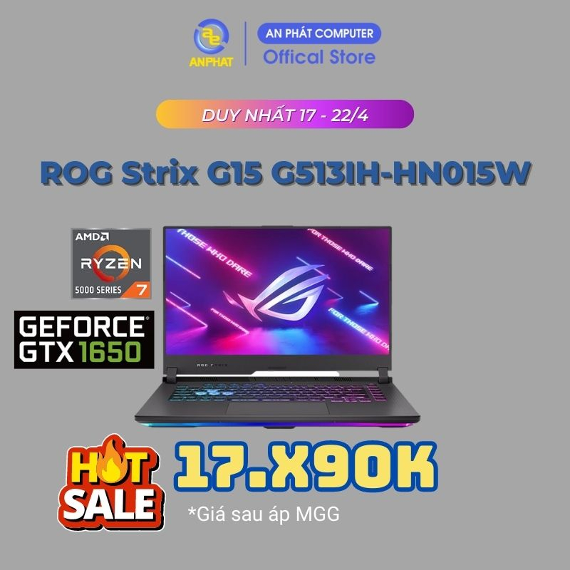 Laptop Asus ROG Strix G15 G513IH-HN015W (Ryzen 7-4800H + GTX1650 4GB)