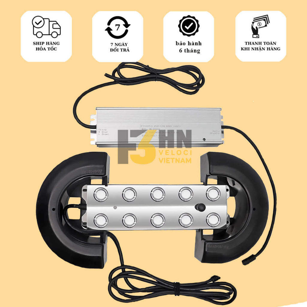 Máy tạo sương khói công suất lớn 10 đầu cao cấp - chống rỉ sét dùng cho hồ cá, tiểu cảnh chế tạo máy phun sương