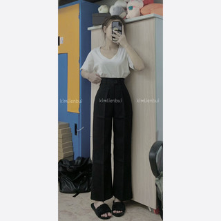 [Mã RL] Quần Ống Rộng Nút Cài Lệch
