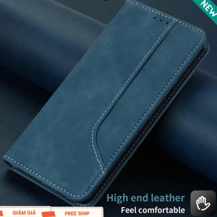 free ship Bao da may viền Oppo A57 4G 2022, A77s, bao da điện thoại kiểu ví, da mịn mượt