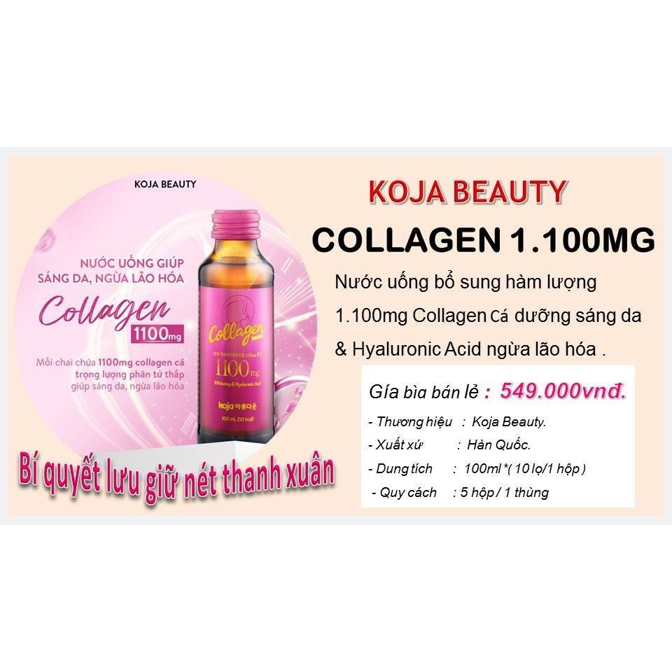 [HCM][XUẤT VAT] Nước uống bổ sung Collagen Koja Beautiful Hàn Quốc 1100mg hộp 10 lọ x 100ml/ lọ | BigBuy360 - bigbuy360.vn