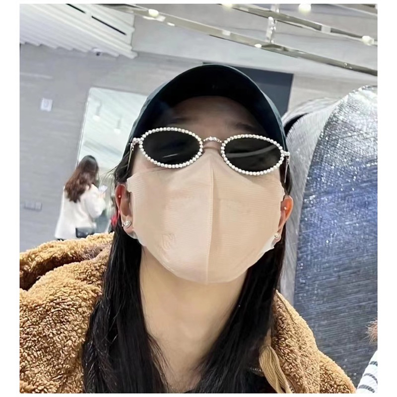 Kính râm GM_Jennie lesyeuxdenini gọng oval viền đá,kính mát chống UV cao cấp Jelly eyewear