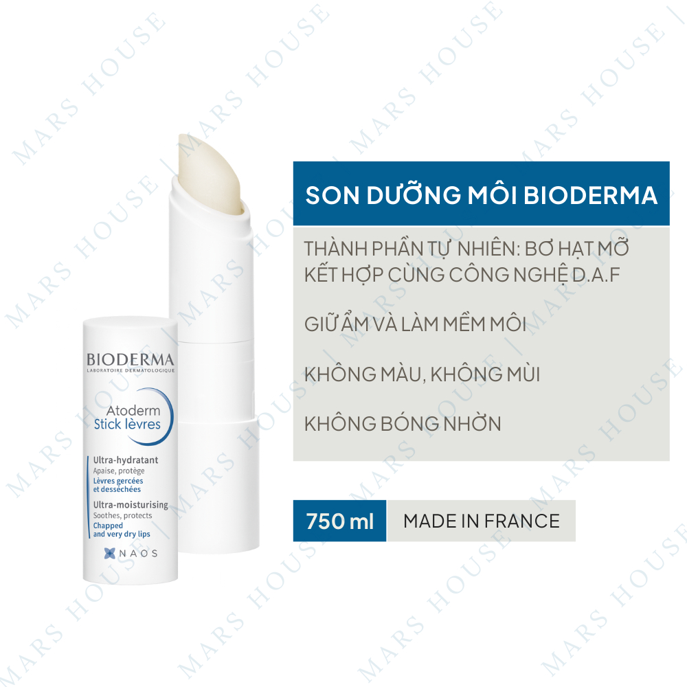 Son Dưỡng Môi Bioderma Atoderm Stick Levres 4g - Son dưỡng ẩm và làm mềm môi
