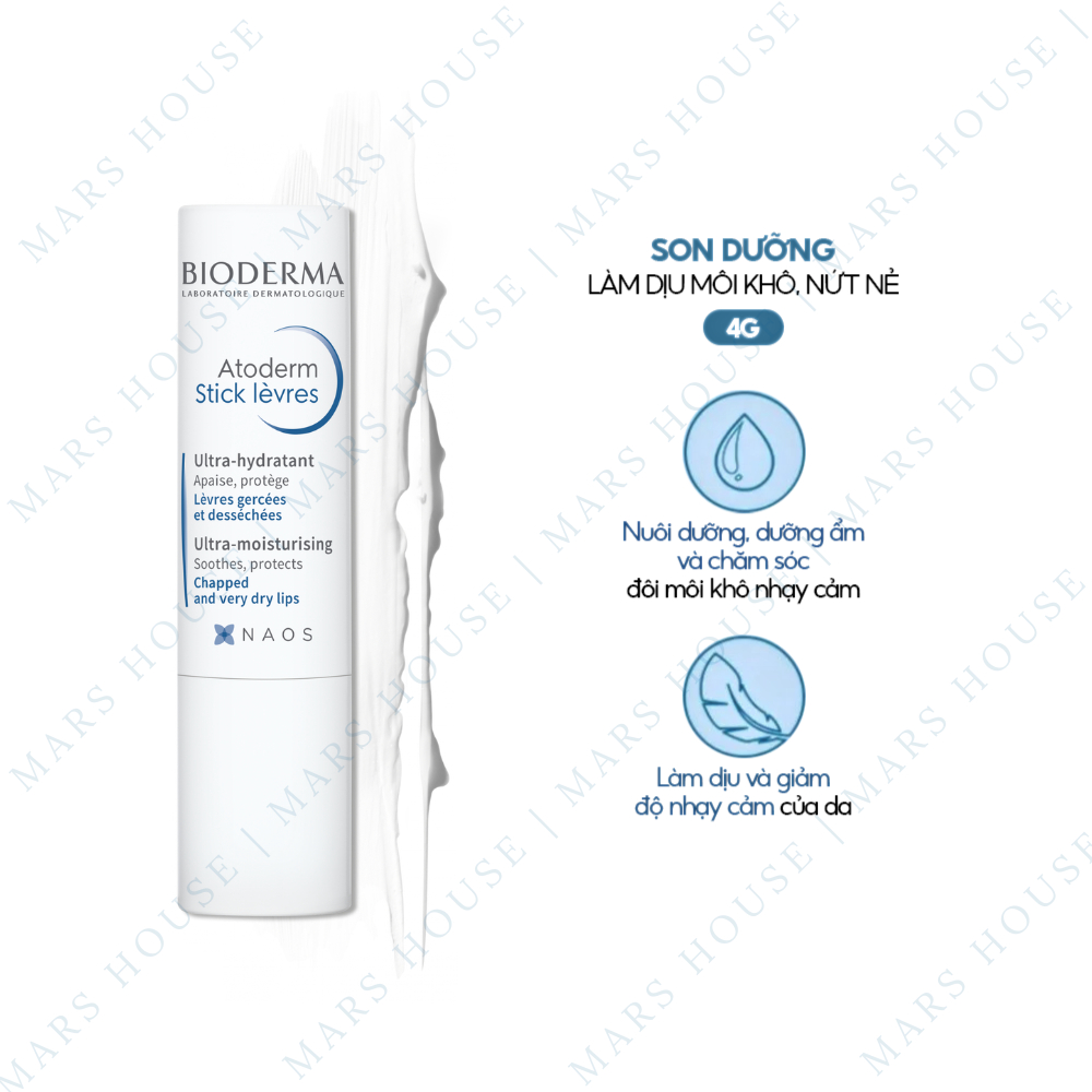 Son Dưỡng Môi Bioderma Atoderm Stick Levres 4g - Son dưỡng ẩm và làm mềm môi