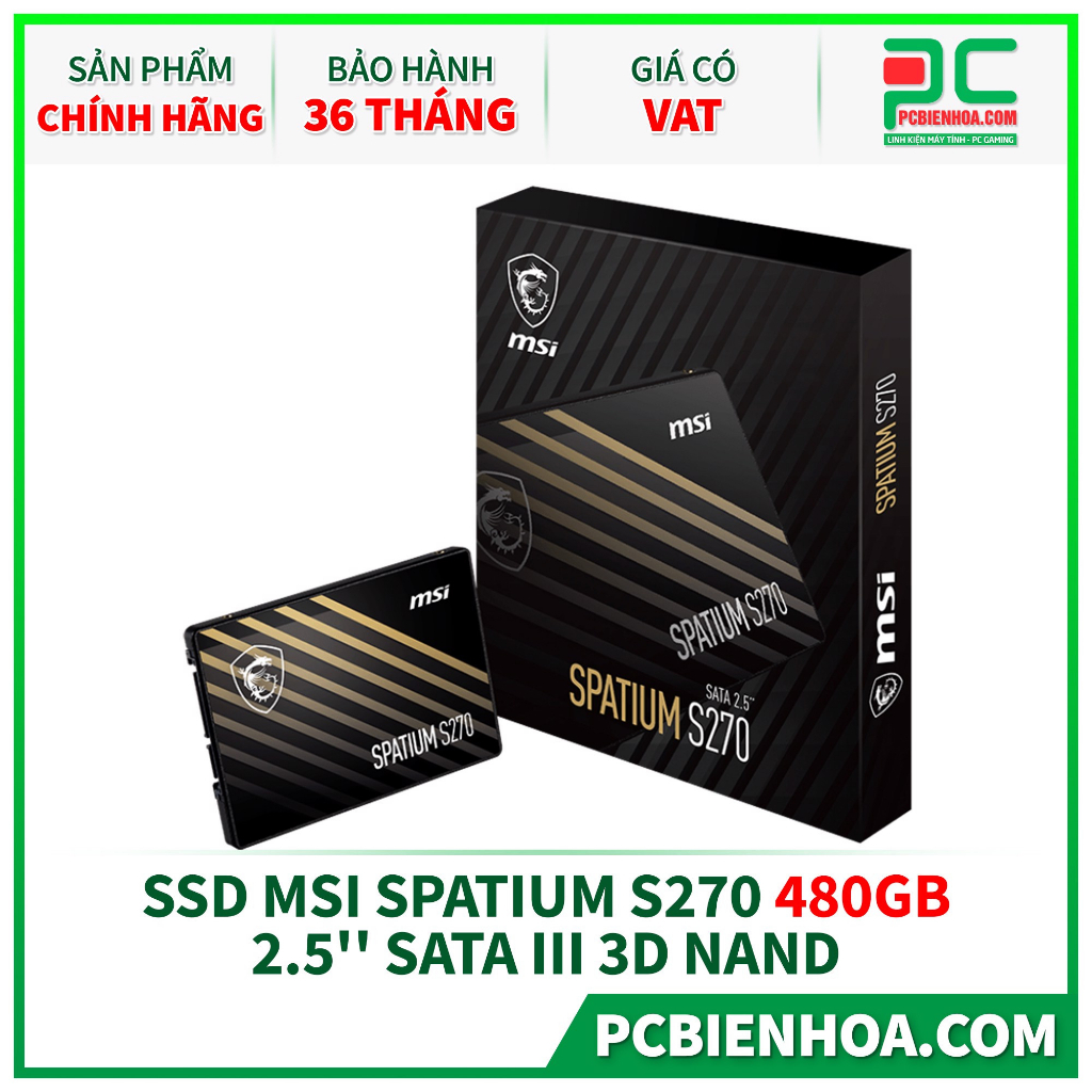 Ổ cứng SSD MSI SPATIUM S270 480GB 2.5'' SATA III 3D NAND- hàng chính hãng 36T