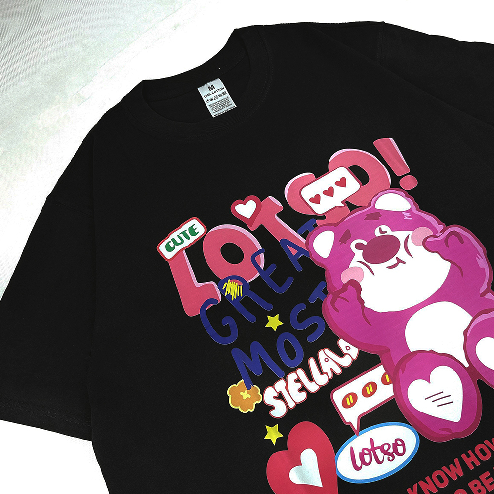 Áo Thun Tay Lỡ HY KOREA Cotton 100 Lotso ngồi cute 1247 Form Rộng Unisex