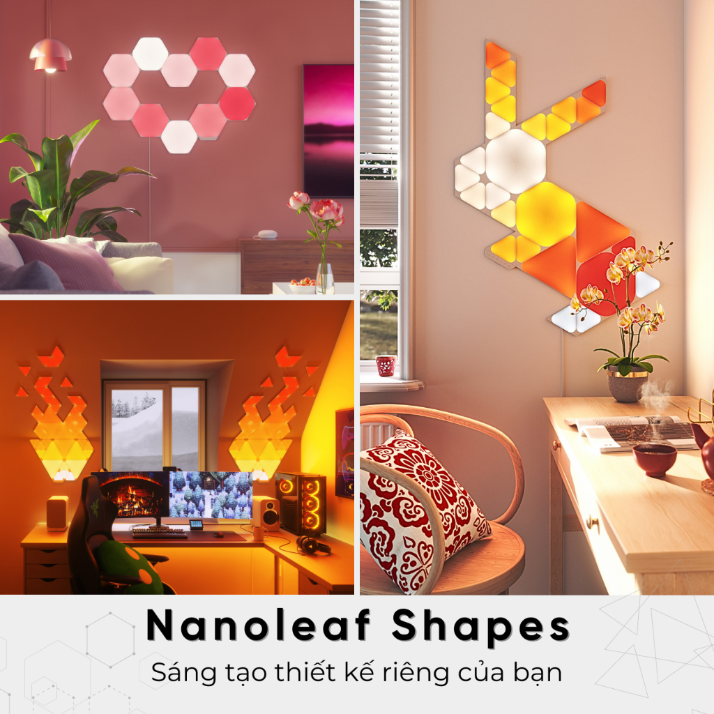 Đèn LED RGB lắp ghép thông minh Nanoleaf Shapes Lục Giác 9 ô đèn (Bộ khởi động)