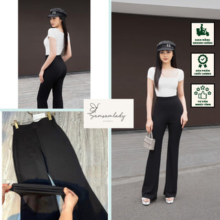 Quần legging big size nữ ống loe cạp cao dáng dài lưng cao chất umi