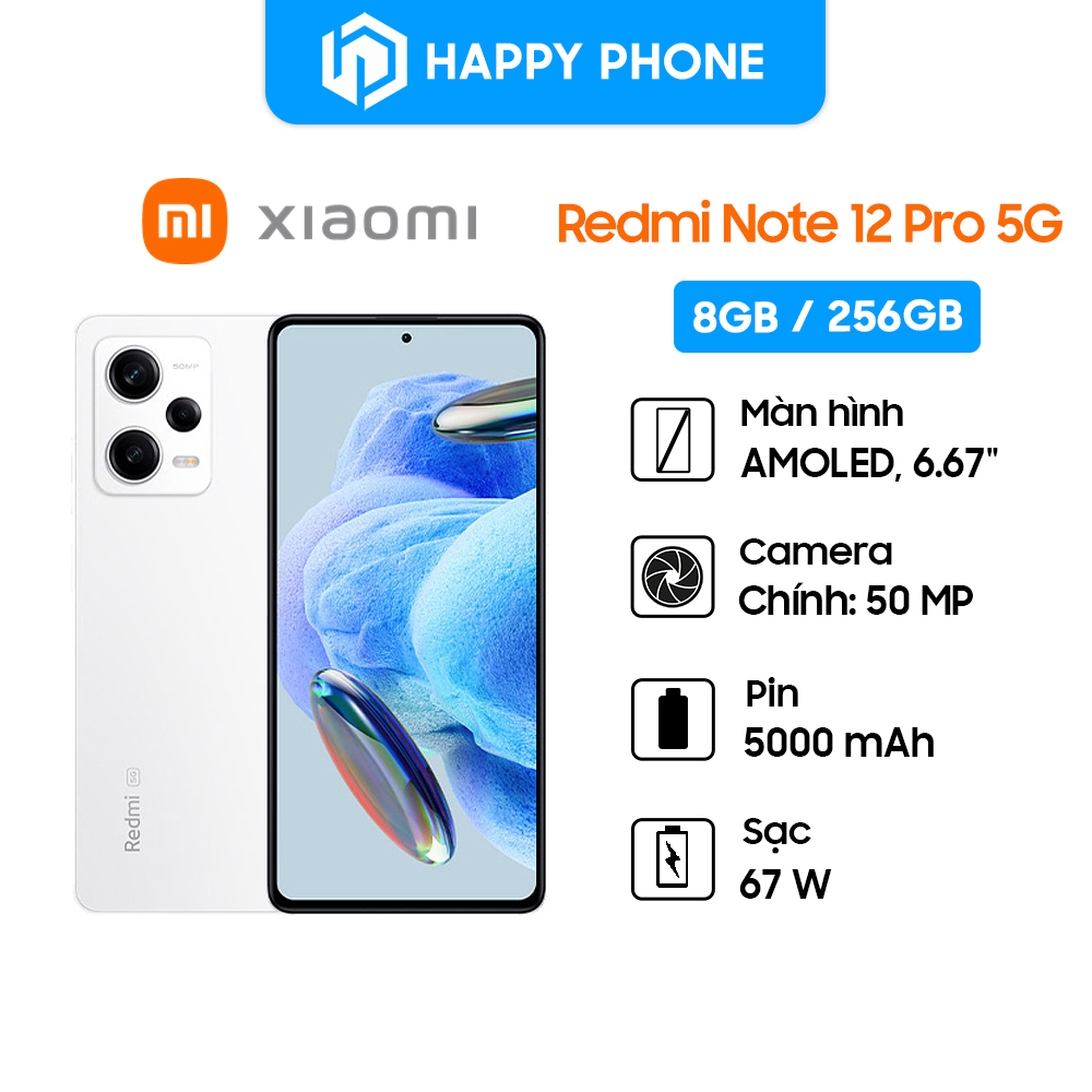 Điện thoại Xiaomi Redmi Note 12 Pro 5G - Hàng Chính Hãng, mới 100%, Bảo hành 18 tháng