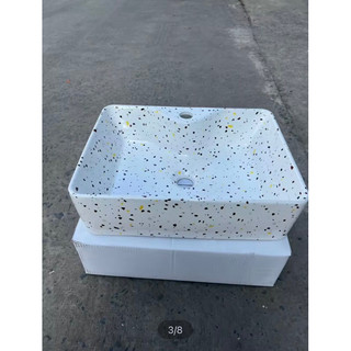 Lavabo nghệ thuật chấm bi đặt bàn (kiểu đá mài)