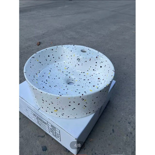 Lavabo nghệ thuật chấm bi đặt bàn (kiểu đá mài)