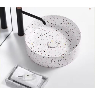 Lavabo nghệ thuật chấm bi đặt bàn (kiểu đá mài)