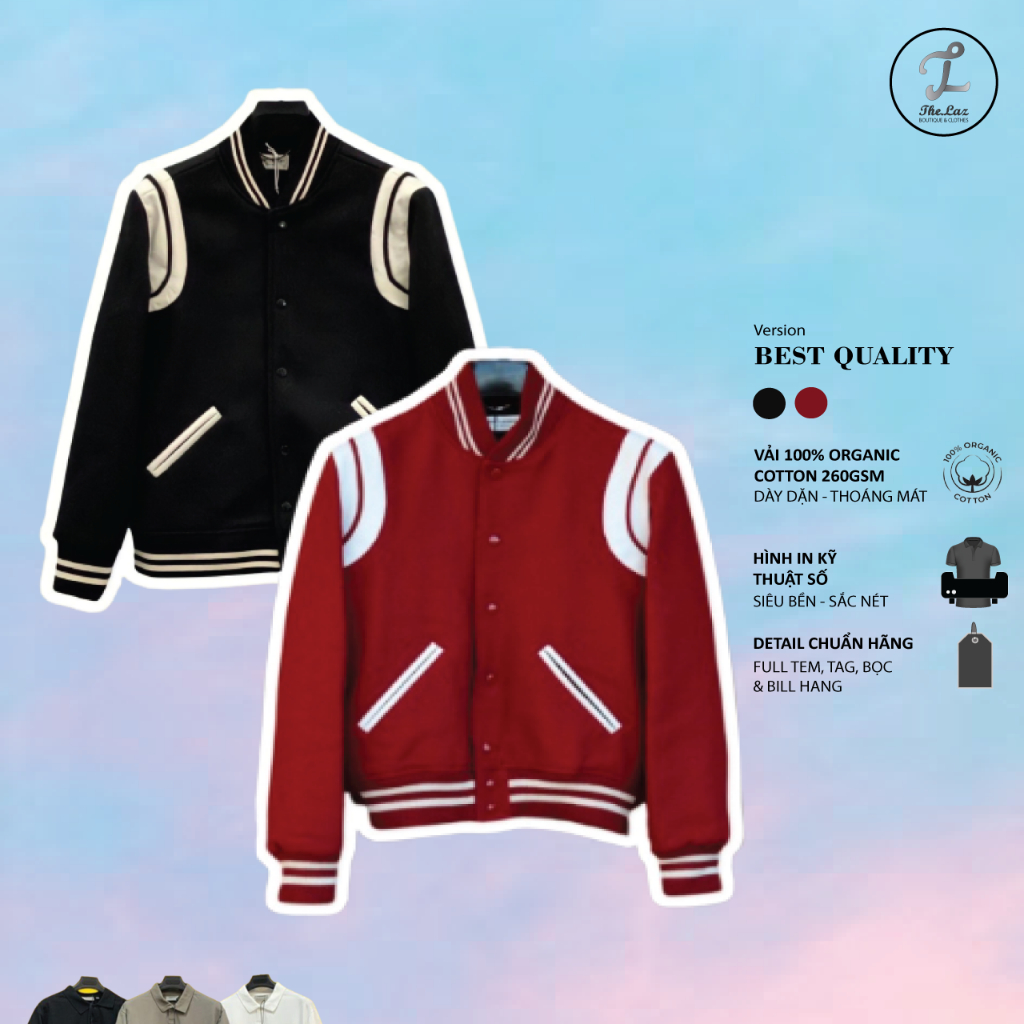 Áo khoác bomber Varsity SLP Saint La*urent Teddy YSL  Sơn Tùng MTP Hot TrenD THE LAZ