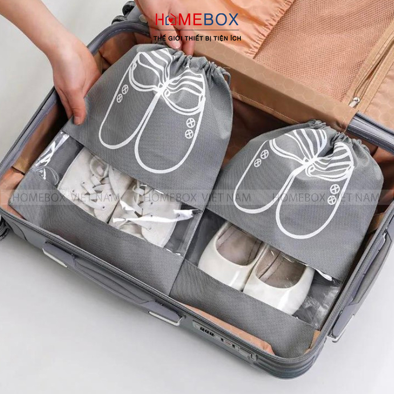 Túi đựng giày dép vải dù dây rút chống bụi ẩm mốc, bỏ vali du lịch tiện lợi - Đồ dùng du lịch tiện ích