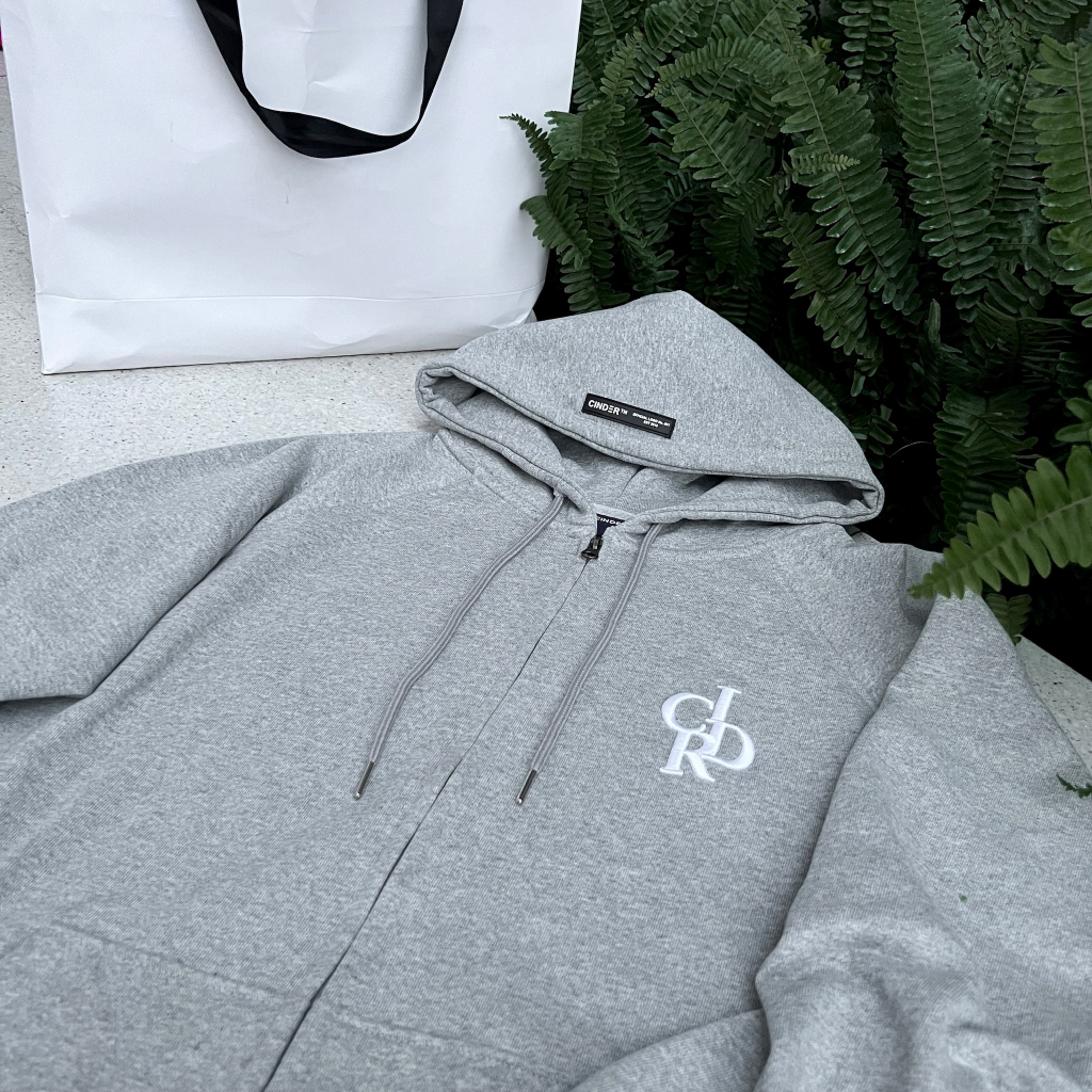 Áo Hoodie Zip Alphabet Cinder, Áo Hoodie Nam Nữ Form Rộng Thêu Nổi Cao Cấp, Local Brand Chính Hãng