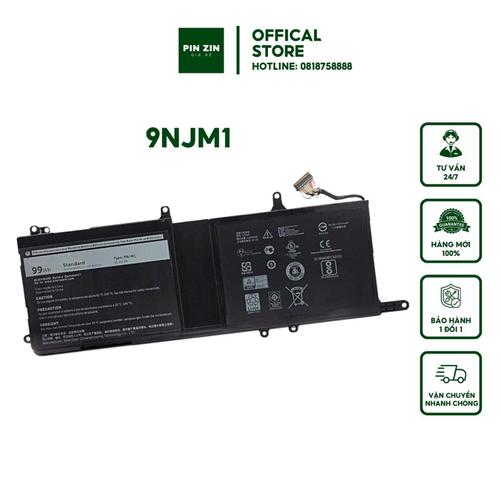 PIN MÁY TÍNH XÁCH TAY Dell 99Wh Alienware 17 R4 R5 9NJM1 ZIN