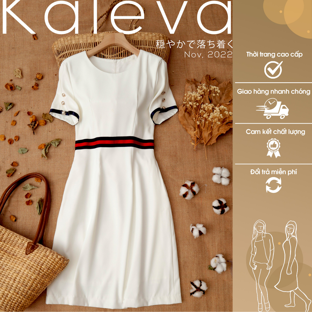 Đầm lụa chéo màu trắng phối viền eo KALEVA thời trang nữ cao cấp. Đầm kiểu nữ thiết kế đẹp, chất liệu lụa cao cấp