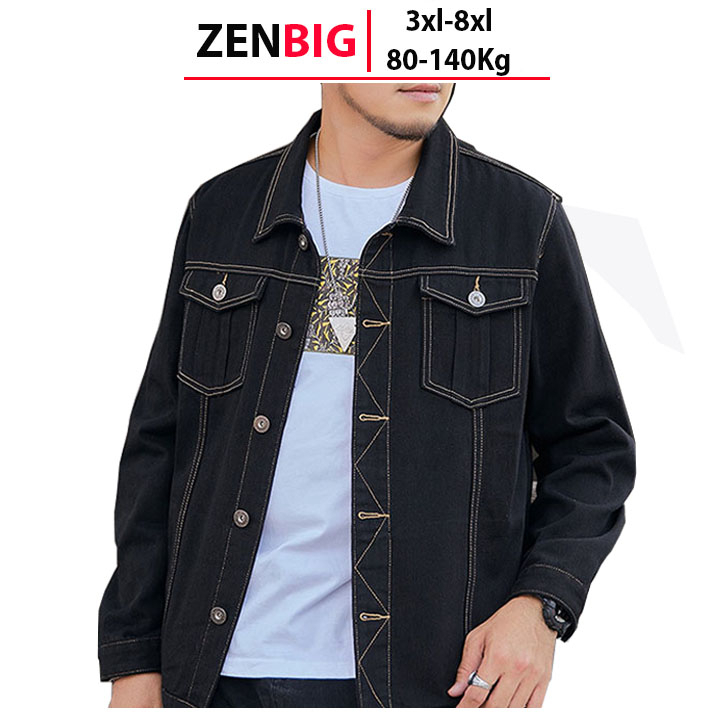 Áo khoác jean size lớn cho người béo hàng Zenbig chất liệu vải jean cho người mập người béo từ 80-140kg